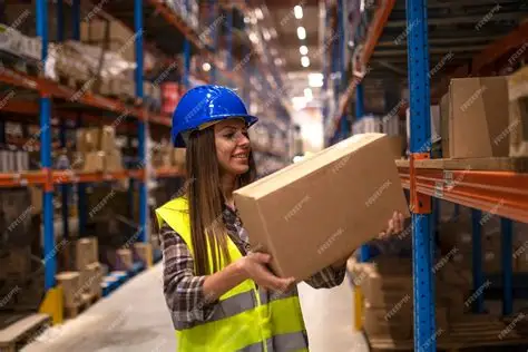 Profesional preparando cajas en almacén